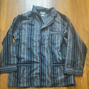 Christian Dior vintageBlue and Brown Lightweight pajama Shirt Jacket size large